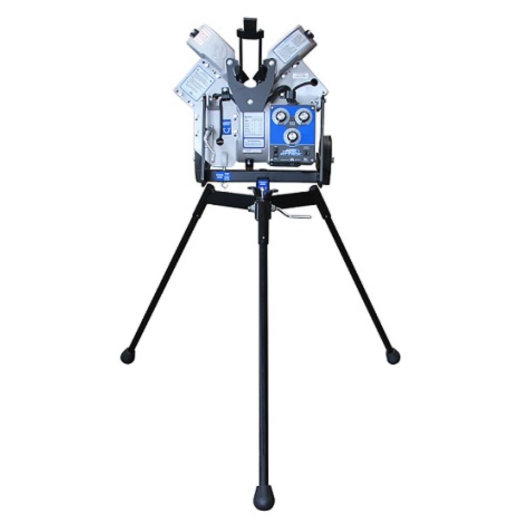 3 wheel pitching machine back view
